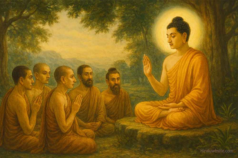 Buddha, delivering sermons to monks