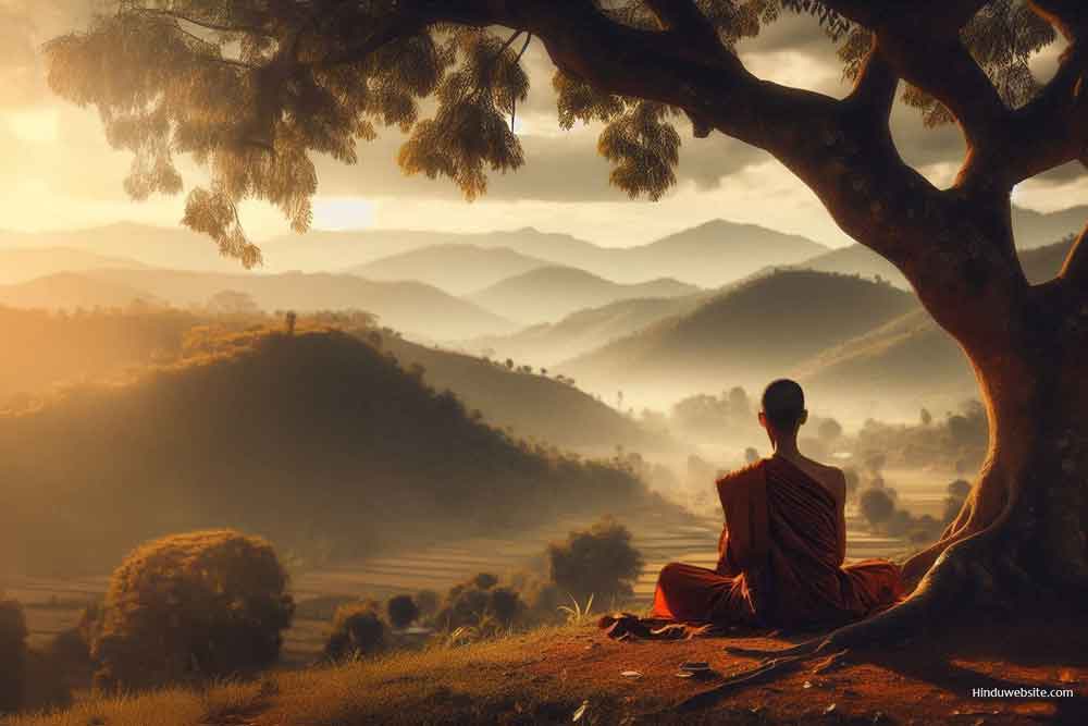 A meditating Buddhist monk