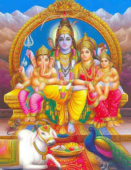 Shiva with Parvathi, Ganesha and Kumaraswami