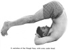 A variation of the Plough Pose, with arms under head.